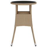 Garden Table 60x75 cm Tempered Glass and Poly Rattan Beige 310601