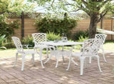 Garden Dining Set White Cast Aluminium 5 Piece Set Durable 3216351
