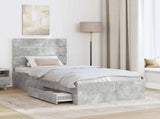 Bed Frame with Drawer Concrete Grey 90 x 200 cm Engineered Wood 3412015