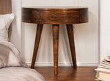 Solid Wood Chestnut Semi Circle Bedside, 1 Drawer, Dark Brown B2743P402949