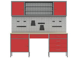 Work Cabinet with Drawer 8 pcs Red Engineered Wood and Steel 3321467