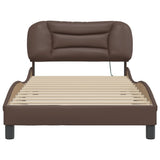 Bed Frame with LED without Mattress "Hvar" Brown 100x200 cm 3213915