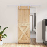 Sliding Door Natural and White 70 x 210 cm Solid Pine Wood 3444963
