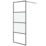 Walk-in Shower Wall Black 80x195 cm Half Frosted ESG Glass 152125