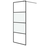 Walk-in Shower Wall Black 80x195 cm Half Frosted ESG Glass 152125