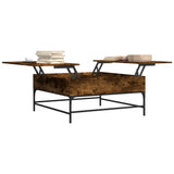 ZNTS Coffee Table Smoked Oak 95x95x45 cm Engineered Wood and Metal 3217066