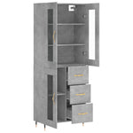 Highboard Concrete Grey 69.5x34x180 cm Engineered Wood 3198581