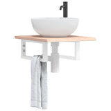 Basin Shelf Wall Mounted Steel and Solid Wood Oak 3302532