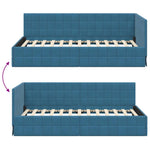 Corner Bed Frame with Headboard Blue 90 x 190 cm Velvet 42016377