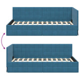 Corner Bed Frame with Headboard Blue 90 x 190 cm Velvet 42016377