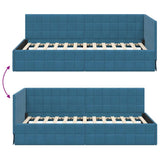 Corner Bed Frame with Headboard Blue 90 cm x 200 cm Velvet 42016387