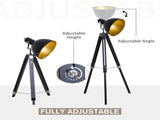 Tripod Floor Lamp, Spotlight Reading Lamp w/ Adjustable Height, Angle, Wood Legs for Living Room, T3398P344226