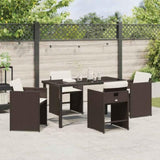 Garden Dining Set 5 pcs Brown Poly Rattan 3380698
