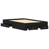 Bed Frame with Drawers Black oak 120 x 190 cm Engineered wood 3333980