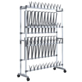 Shoe Rack with Wheels Silver 89x27x120 cm 344370