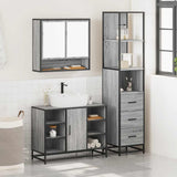 ZNTS 3 Piece Bathroom Furniture Set Grey Sonoma Engineered Wood 3301183