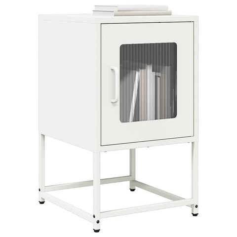 ZNTS Bedside Cabinet White 36x39x60.5 cm Cold-rolled Steel 853331