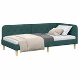 Corner Bed Frame with Headboard Dark Green 90 x 200 cm Fabric 42016573