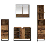 Bathroom Furniture Set with Door 4 pcs Old Wood Engineered Wood 3402336