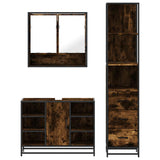 3 Piece Bathroom Furniture Set Smoked Oak Engineered Wood 3301182