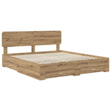 Bed Frame with Drawer Artisan Oak 180 x 200 cm Engineered Wood 3412347