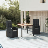 3 Piece Garden Dining Set Black Poly Rattan&Solid Wood Acacia 3157633