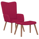 Relaxing Chair with a Stool Wine Red Velvet 327671