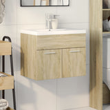 Bathroom Sink Cabinet with Built-in Basin Sonoma Oak 3324983