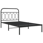 ZNTS Metal Bed Frame without Mattress with Headboard Black 100x200cm 377112