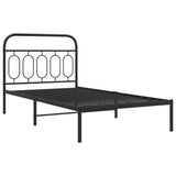 ZNTS Metal Bed Frame without Mattress with Headboard Black 100x200cm 377112