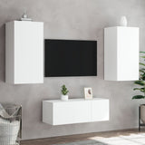 4 Piece TV Wall Units with LED White Engineered Wood 3216818