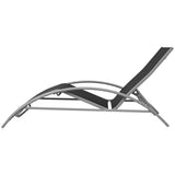 Sun Lounger Black Powder-Coated Aluminium Adjustable Foldable 42160