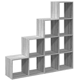 Room Divider Bookcase 4-Tier Grey Sonoma 131,5x29x131,5 cm Engineered Wood 857972