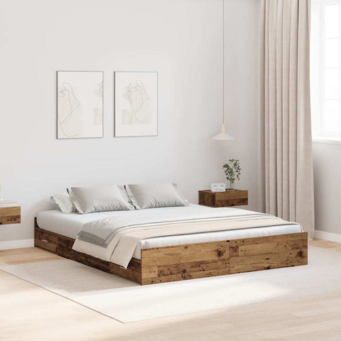 Storage Bed Frame Old wood 160 x 200 cm Engineered wood 3335283