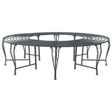 Tree Bench 8-Seater 160 x 44 cm Steel Silver Grey Round 42029505