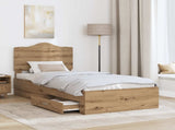 Bed Frame with Drawer Artisan Oak 100 x 200 cm Engineered Wood 3413647