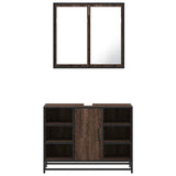 2 Piece Bathroom Furniture Set Brown Oak Engineered Wood 3300914