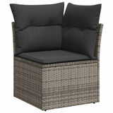 10 Piece Garden Sofa Set with Cushions Grey Poly Rattan Acacia 3327420