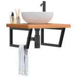 Basin Shelf Wall Mounted Steel and Solid Wood Beech 3302515