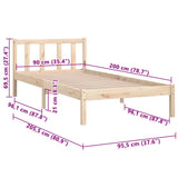 810067 Bed Frame without Mattress Solid Wood 90x200 cm