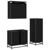 Bathroom Furniture Set 3 pcs Black Oak Engineered Wood 3402374