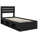 Bed Frame with Headboard Black 90 x 190 cm Solid Pine Wood 3411464