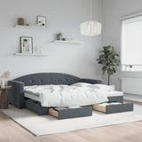 Daybed with Trundle&Drawers without Mattress Dark Grey 90x190 cm Single 3197396