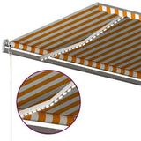 Manual Retractable Awning with LED 600x300 cm Yellow and White 3069803