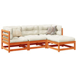 Garden Sofa Set Wax Brown Solid Pine Wood 4 Piece Set Modular 3299378