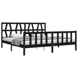 Bed Frame without Mattress Black 200x200 cm Solid Wood Pine 3192515