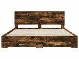 Bed Frame with Drawer Smoked Oak 150 x 200 cm Engineered Wood 3411293