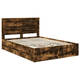 Bed Frame with Drawer Smoked Oak 150 x 200 cm Engineer Wood 3410170