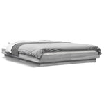 Bed Frame with LED Lights without Mattress Grey Sonoma 135x190cm 3281138