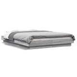 Bed Frame with LED Lights without Mattress Grey Sonoma 135x190cm 3281138